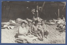 Guy bare torso and women in bathing suits heels, foot Soviet Vintage Pho...
