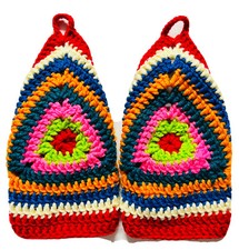 Multicolor Fingerless Gloves Wrist Warmers handmade crochet wristwarmers M/L