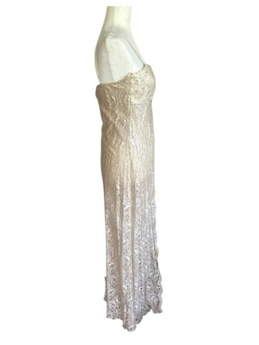 Vintage Y2K Slip Lace Maxi Dress Medium Romantic Fairy Whimsy Babydoll Beige - Picture 5 of 10