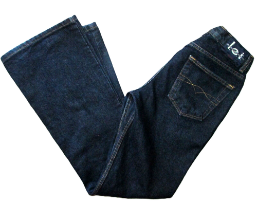 Y2k LEI Flare Jeans 7 28x32 Dark indigo blue Flared bell bottom Vtg 9.5"rise New - Picture 2 of 13