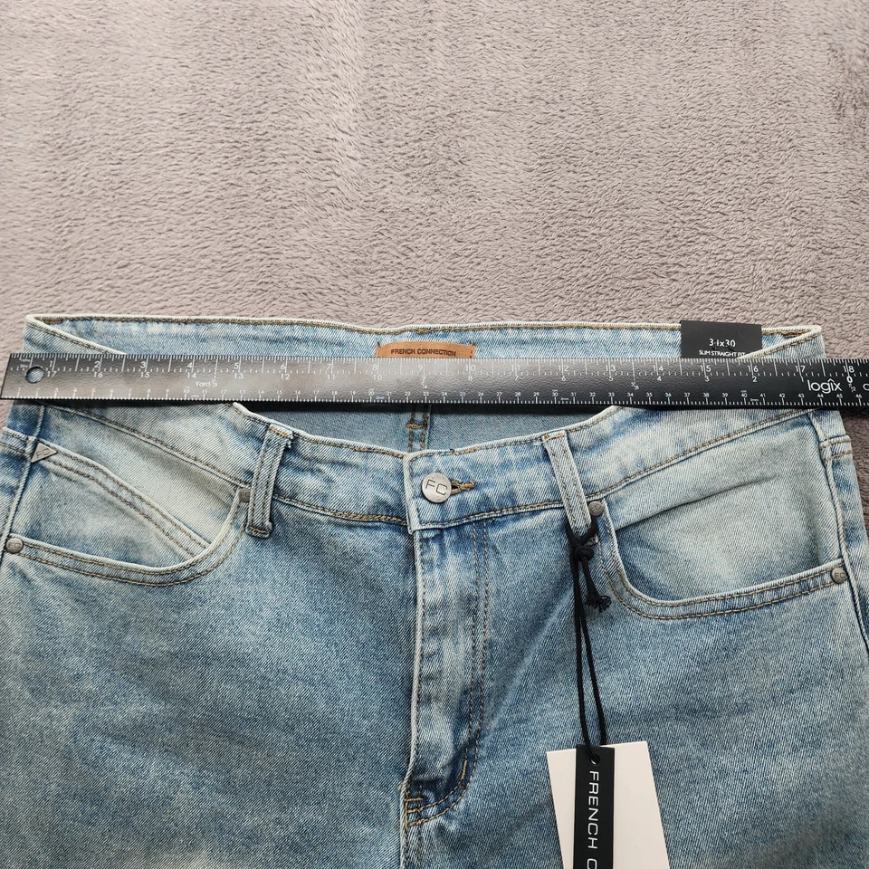 Pantalones de mezclilla rectos ajustados French Connection Liverpool W34xL30 para hombre nuevos con etiquetas Foto 2 de 4