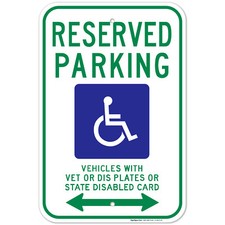 Wisconsin Handicap Parking Sign, Reserved Parking Bidirectional Arrow,