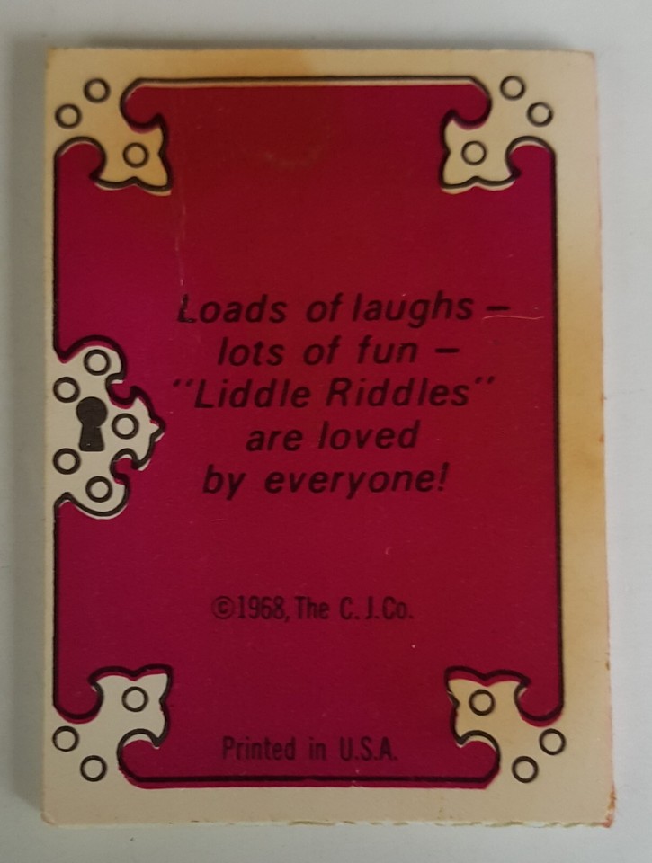 1968 Vintage Toy Cracker Jack Prize Liddle Riddle Book with Pig on the ...