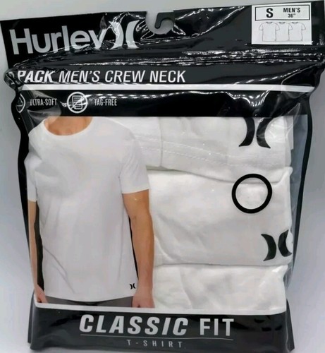 3 HURLEY HERREN KLASSISCHE PASSFORM T-SHIRTS - WEISS - KLEINE 36" ULTRAWEICH - OHNE ETIKETT