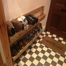 Large Shoe storage wooden floating eclaimed rack storage solution