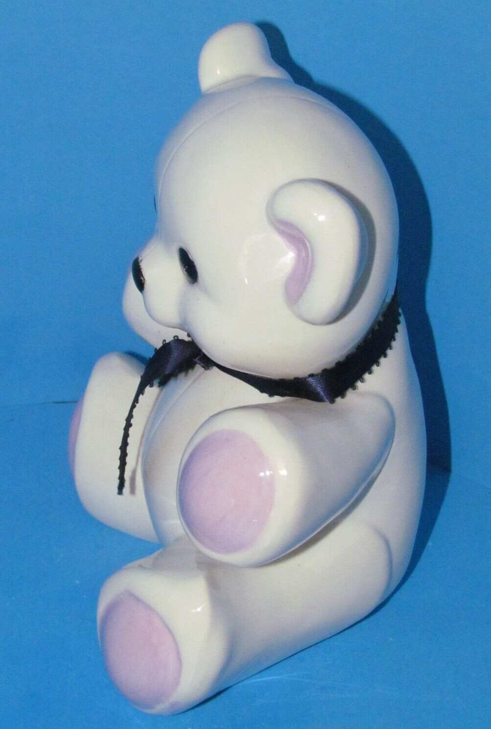Vtg Byron Molds Rare Hand Painted White & Pink Bear Ceramic Figurine 7" L@@K