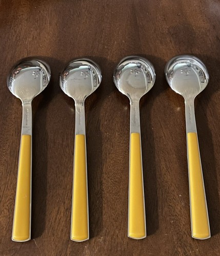 WMF Cromargan Cortina Yellow Gold 4 Tablespoons 7.75" Stainless Plastic Flatware - Picture 2 of 3