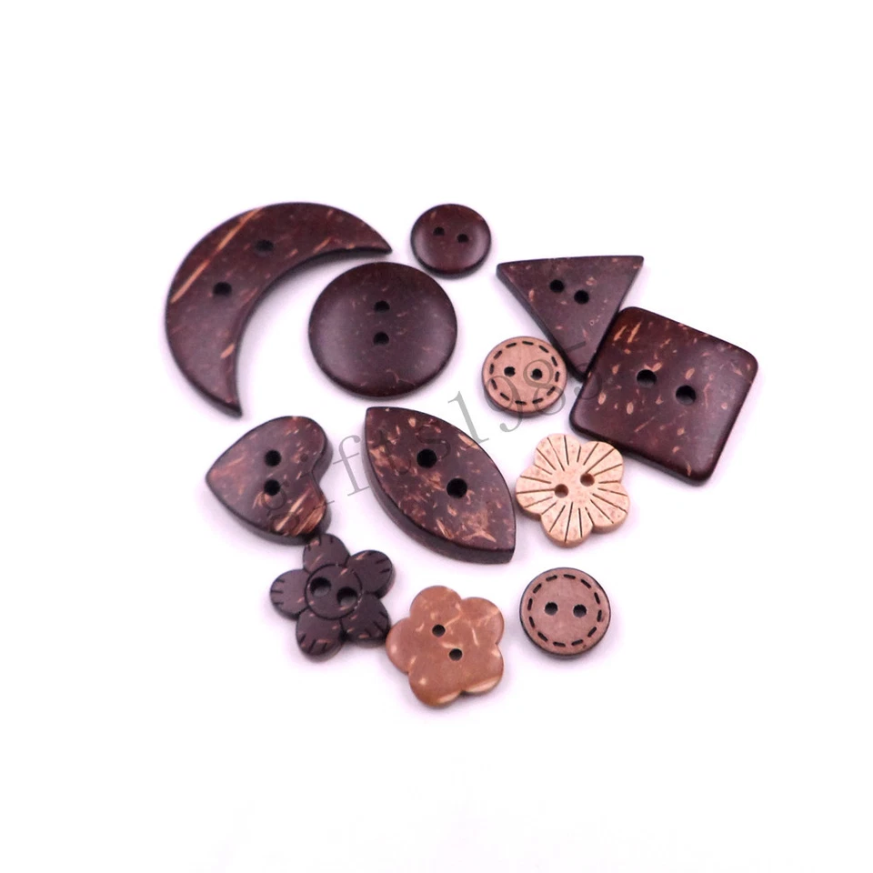 100pcs/lot Brown Coconut Shell Nice Buttons fit Sewing Scrapbooking Mixed size - Image 4 of 4
