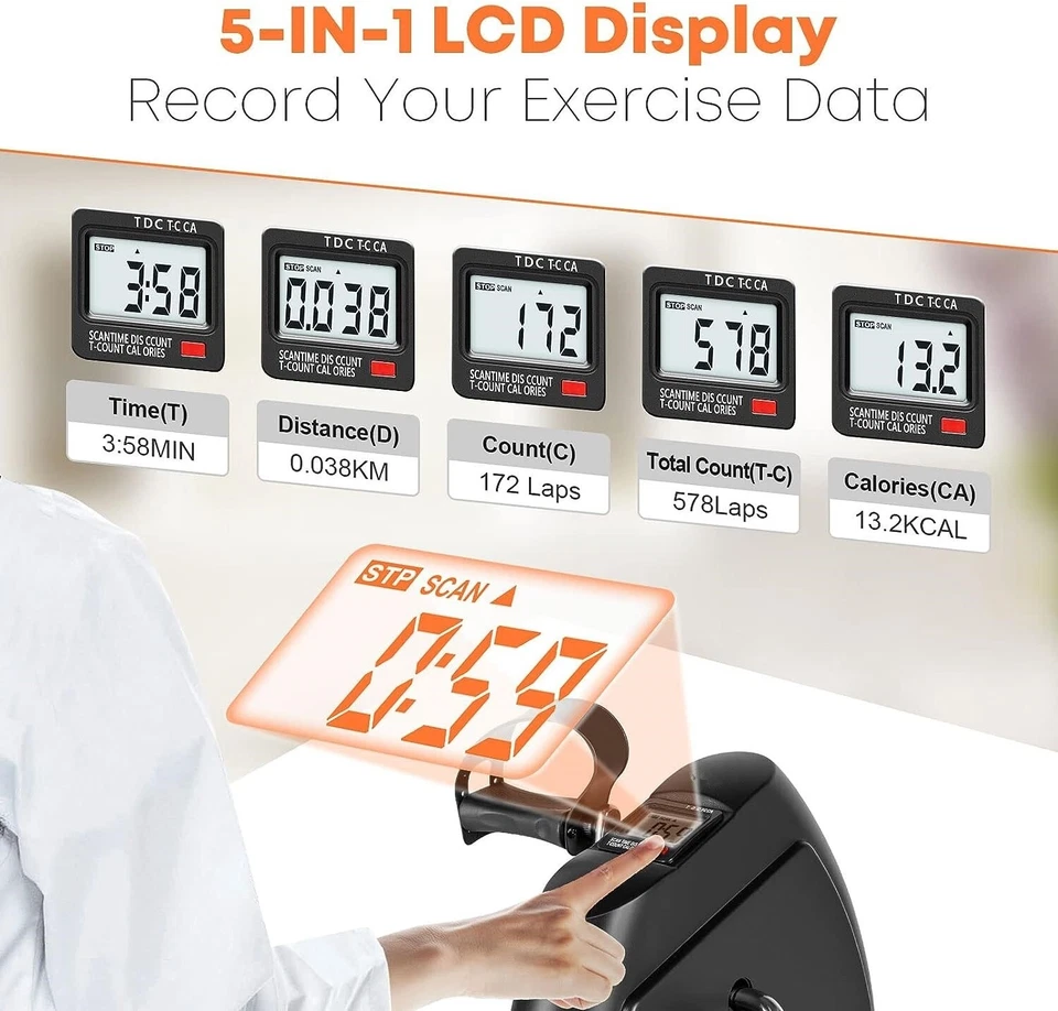 Mini ejercitador de pedales para brazos y piernas en ejercicio con pantallas LCD - Image 3 of 4