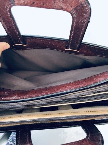 Vintage Giorgio Bernini handgefertigtes Lederstrauß geprägtes Zwickelportfolio - Bild 11 von 12
