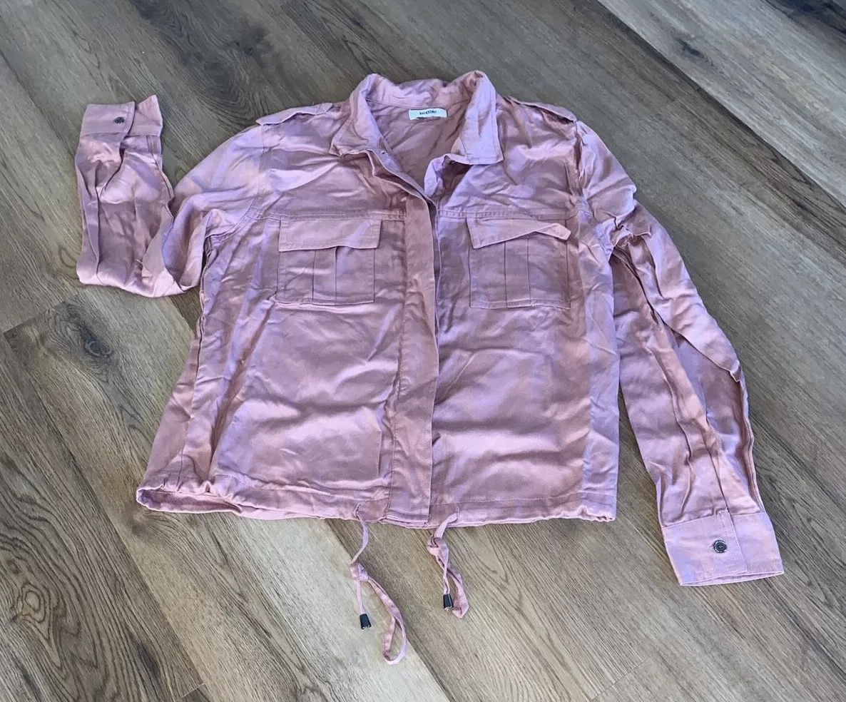 KENSIE JEANS Rose Gold Pink 100 MODAL Denim Jacket Size S eb2j1