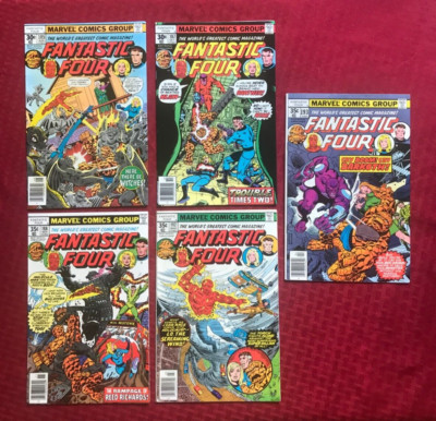 Fantastic Four lot #185 FN, 187 VG, 188 VG+, 192 FN, 193 FN- 1977 Marvel