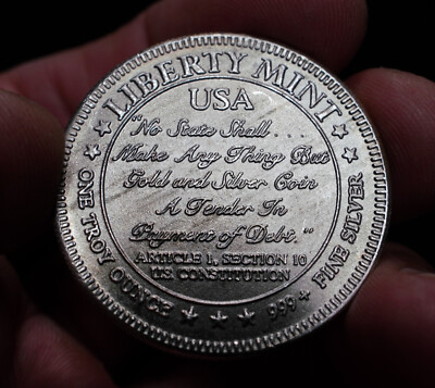 1986 Liberty Mint USA 1oz 999 FINE Silver art bar round C1887 | eBay
