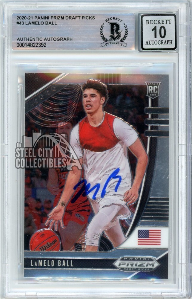 LaMelo Ball 2020-21 Panini Prizm Draft Picks Autograph RC Card #43 BAS 10