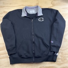 Champion Authentic Athleticwear Full Zip Black Sweatshirt Adult Size XL C-Logo