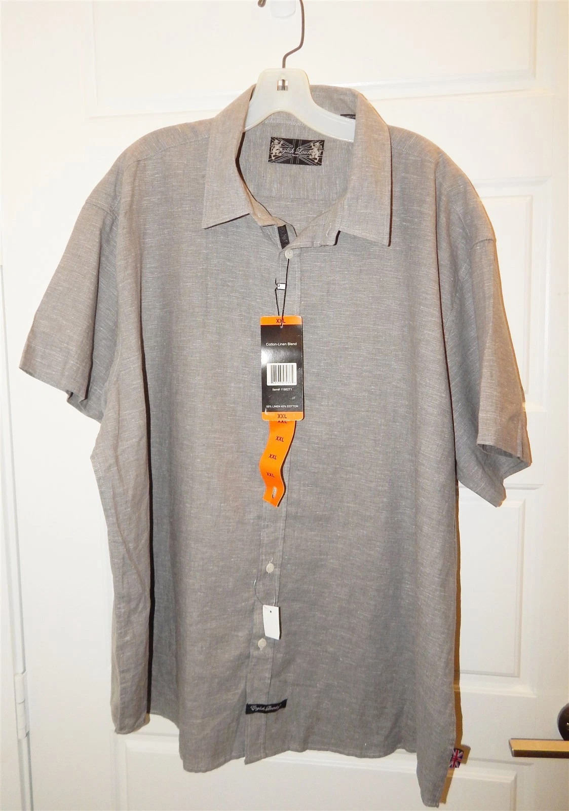 New English Laundry Gray Linen Cotton Long Sleeve Shirt XXL