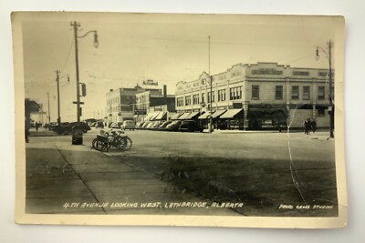 4th Avenue Lethbridge Alberta RPPC Real Photograph Postcard AA383