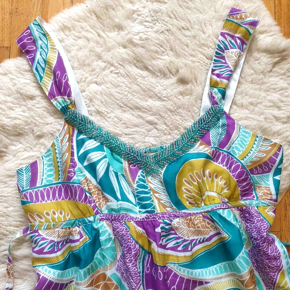 Vestido sem mangas Butterfly By Matthew Williamson feminino seda verão tamanho Reino Unido 12/M - Imagem 4 de 4