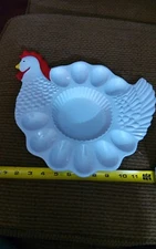 Vintage 1970s Teleflora Chicken Hen Shaped Deviled Egg Serving Platter Plate 