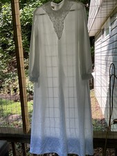 Vtg White Elegance women's large long nightgown white beaded lace jacquard bride