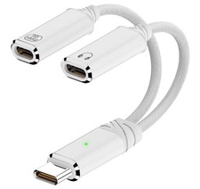 JADEBONES USB C Splitter dual USB C headphone adapter/audio charger 100W white