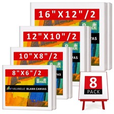 Stretched Canvas, 6x8, 8x10, 10x12, 12x16, 8 Set Artist Canvase Frame Board P...