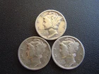 1945 P Mercury Dime Coin - 3 Coins  #12