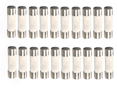 Vigor Source 12A 250V Ceramic Cartridge Fuses, 5X20Mm, 20/Pack, Slow-Blow