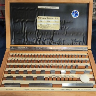 A.A. JANSSON VINTAGE Gage Block Set 81 Pieces Grade 3 w/wood case .100'' TO 4''