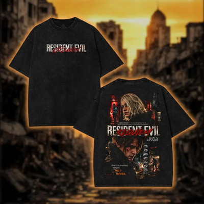 Resident Evil Requiem Vintage Wash Horror Graphic T-Shirt Zombie Game Tee