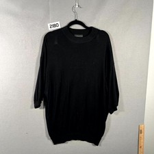 Baracuta Sweater Mens XL Black Silk Crew Neck Short Sleeve Tight Knit Pullover