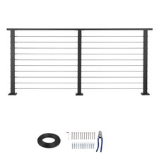 Uimoso 6.5ft Cable Railing Kit with Matte Black Steel Posts