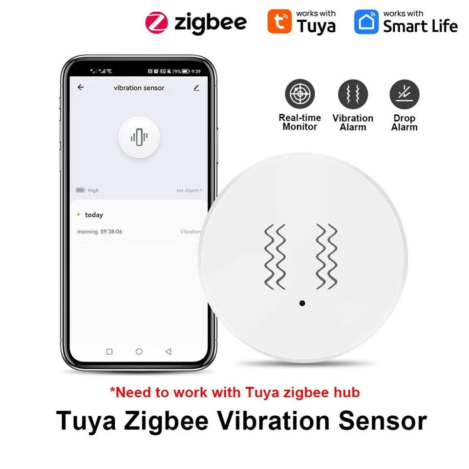 Tuya Vibration Sensor Real Time Monitoring Door Window Detection Alarm 4636 - Image 4 of 4