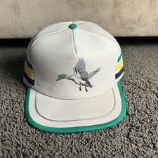 Vtg 80s 90s Duck 3 Stripe Wildlife Polyester Foam Snapback Cap Hat Made in USA