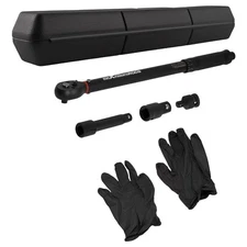 3/8" Click Torque Wrench Set 10-80 Ft-Lb with Extension Bar & Storage Case