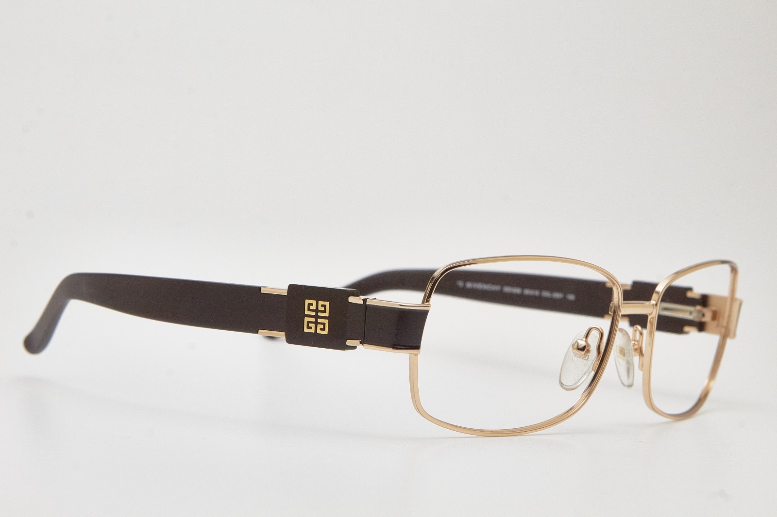 GIVENCHY SGV328 Eyeglasses Gold Dark Brown Temple Logo Rectangle thumbnail 10
