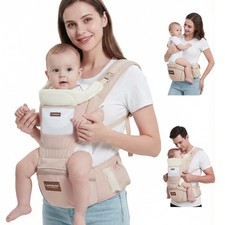 Baby Carrier with Hip Seat, 6-in-1 Newborn to Toddler, Khaki