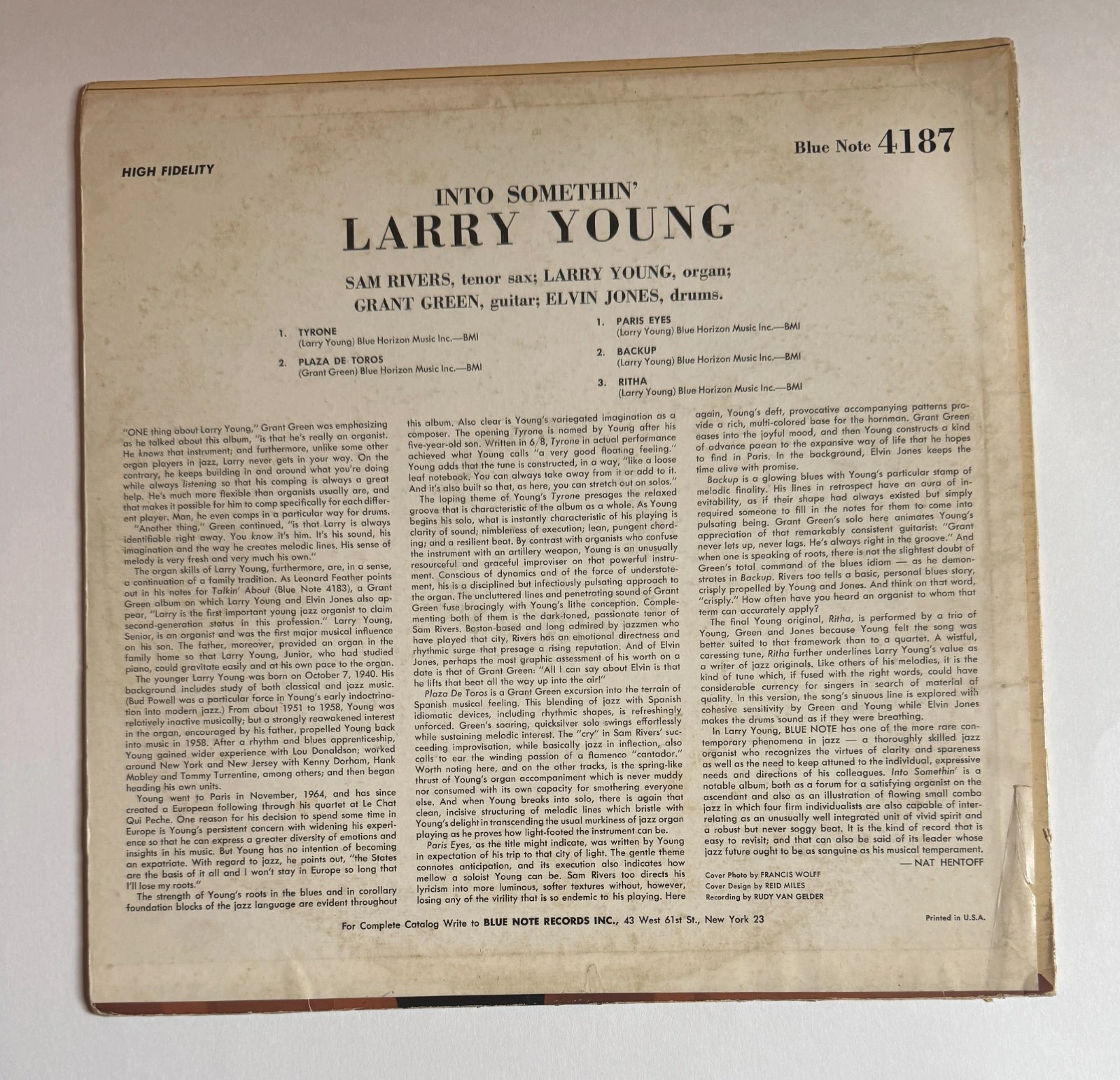 LARRY YOUNG-INTO SOMETHIN’ BLUE NOTE BLP4187 MONO EAR VAN GELDER 1st ED - product detail image 2
