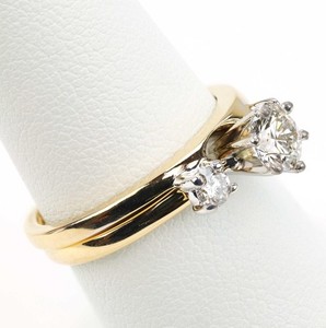 14k Yellow Gold .73 Carat Round Brilliant Diamond Engagement & Wedding Ring Set