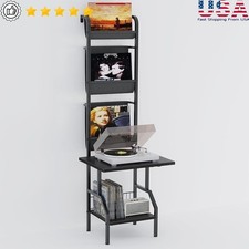 Record Player Stand w/ Vinyl Storage Record Player Table Holds up to 200 Albums