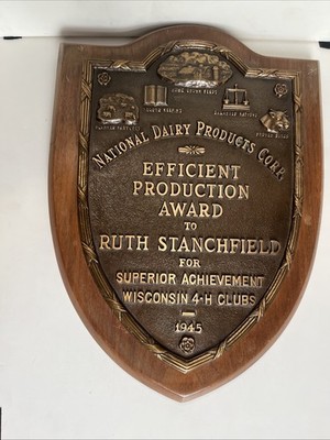 vintage 1945 National Dairy Products Corp. ''Efficient Production Award'' plaque