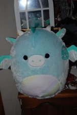 HUGE JUMBO PLUSH FUZZY SOFT LORELAI THE TEAL DRAGON SQUISHMALLOW RARE EXCLUSIVE