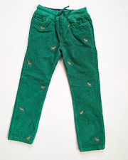 Mini Boden Deer Corduroy Pants Size 10 Green Lined Stretch Drawstring