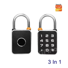 3 in 1 Tuya APP Fingerprint Password Combination Padlock Mini Portable Biometric