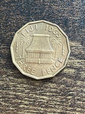 1965 Fiji 3 Three Pence Elizabeth II Uncirculated Rare Coin TC2095*