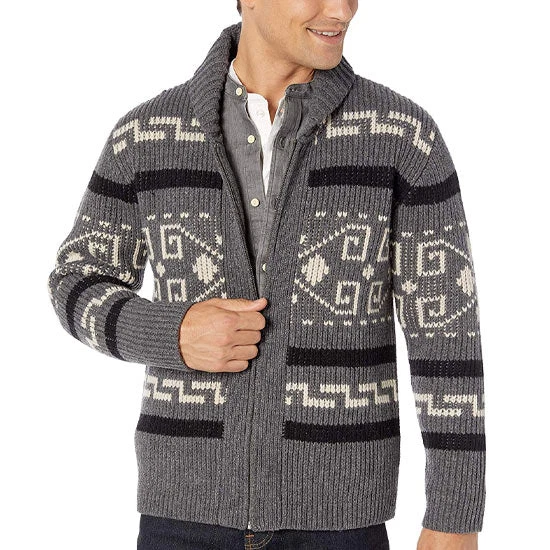 Pendleton Westerly Gray Wool Cardigan sweater Jacket cowichan Big Labowski XL - Image 2 of 4