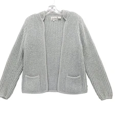 vtg ABVIEN Hand Loomed Boulce Open Front Cardigan Sweater Sz S