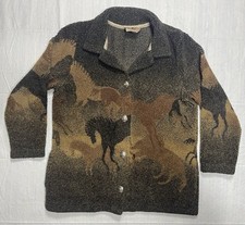 Vtg Country Clothing Horse Fleece Jacket Sz L...