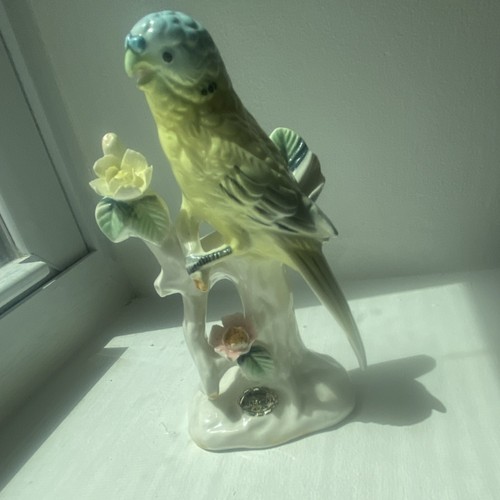 Porcelain Parakeet Bird Figurine Ceramic Sculpture #5870 "PARAKEET"