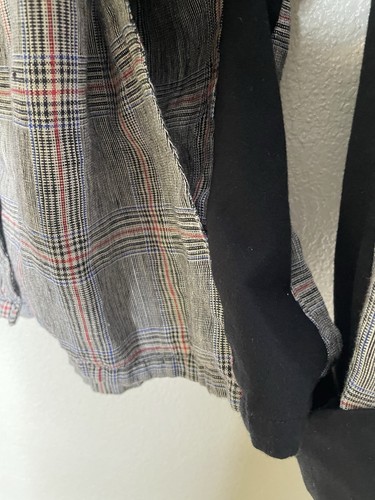 FLAX Size M Jacket 100% Linen Button Front Blazer Lagenlook Plaid - Picture 4 of 9